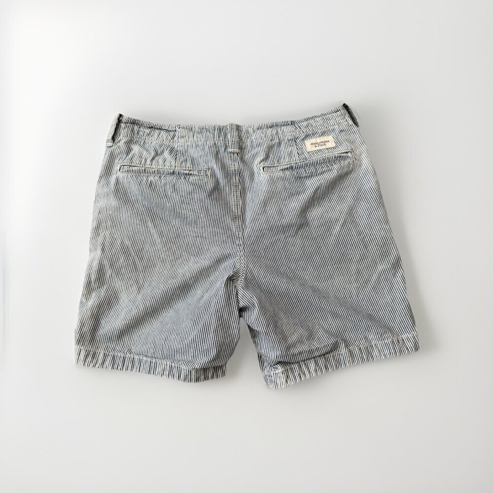 Abercrombie & Fitch Shorts 32 Mens Blue White Stripe Seersucker 100% Cotton - Picture 5 of 6